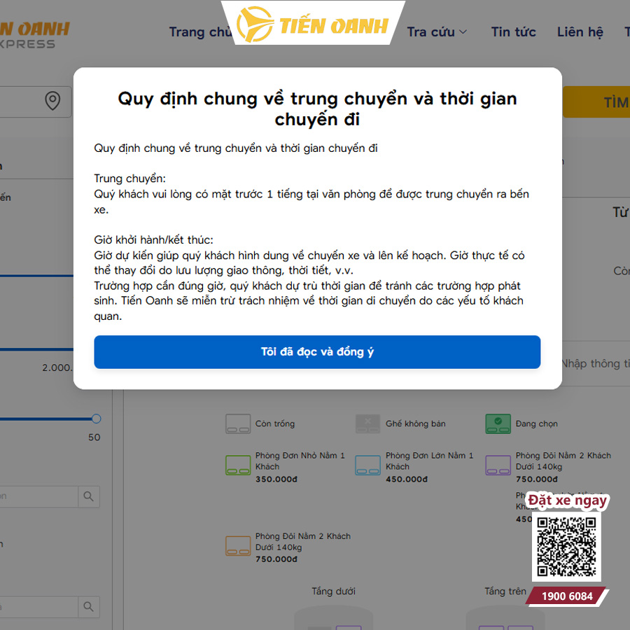 Đọc kỹ Quy định về trung chuyển và thời gian chuyến đi