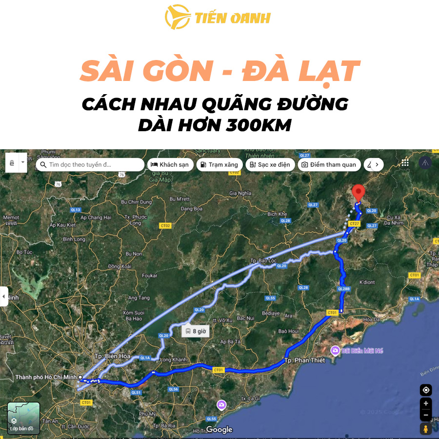 Xe đi hơn 300km từ Sài Gòn đến Đà Lạt